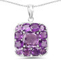 amethyst pendant necklace in rhodium over sterling silver