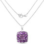 front view of amethyst gemstone pendant in rhodium over sterling silver