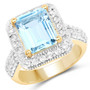 blue topaz blue gemstone ring in 18k yellow gold over sterling silver