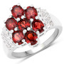 garnet red gemstone ring in rhodium over sterling silver