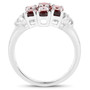 side view of garnet and white topaz ring in rhodium over sterling silver