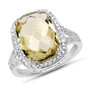 lemon quartz ring in rhodium over sterling silver