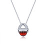 sugar loaf cut hessonite garnet and white zircon necklace in rhodium over sterling silver