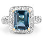 front view of london blue topaz and white topaz ring in 18k yellow gold over sterling silver
