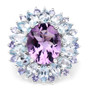 front view of amethyst gemstone ring in rhodium over sterling silver