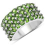 chrome diopside cluster band ring in rhodium over sterling silver