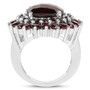side view of garnet cluster ring in rhodium over sterling silver