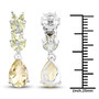 lemon quartz and peridot earrings in rhodium over sterling silver shown for size comparison