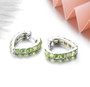 peridot heart hoop earrings in rhodium over sterling silver