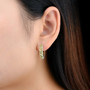 peridot heart hoop earrings in rhodium over sterling silver