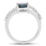 side view of london blue topaz and white topaz ring in rhodium over sterling silver