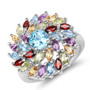 swiss blue topaz multi gemstone ring in rhodium over sterling silver