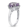 side view of rose de france amethyst pink gemstone ring in rhodium over sterling silver