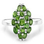 front view of chrome diopside ring in rhodium over sterling silver