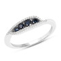 blue sapphire and white diamond ring in 14k white gold