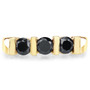 front view of black diamond black gemstone ring in 18k yellow gold vermeil over sterling silver