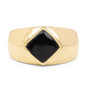 square black onyx cabochon signet style ring front view