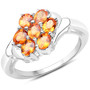 orange sapphire cluster ring in rhodium over sterling silver