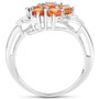 orange sapphire cluster ring open gallery side view