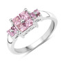pink sapphire cluster ring in rhodium over sterling silver
