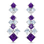 amethyst and blue topaz earrings in rhodium over sterling silver