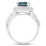 london blue topaz and white topaz halo ring side view