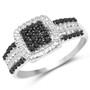 black diamond cluster ring in rhodium over sterling silver