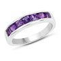 amethyst channel set band ring in rhodium over sterling silver