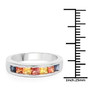 scale view of blue sapphire blue gemstone ring in rhodium over sterling silver