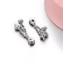 full view of garnet or chrome diopside cluster earrings in rhodium over sterling silver
