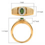 green sapphire and moissanite halo gents ring in 18k yellow gold over sterling silver shown for size comparison