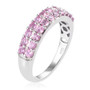 pink sapphire double row band ring in rhodium over sterling silver side view