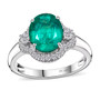 zambian emerald and natural diamond oval halo ring in 950 platinum front