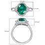 zambian emerald and natural diamond oval halo ring in 950 platinum scale measurements