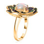 ethiopian opal and multi gem flower ring in 18k vermeil and black rhodium over sterling silver side profile