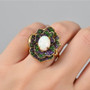 ethiopian opal and multi gem flower ring in 18k vermeil and black rhodium over sterling silver on hand model