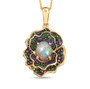 ethiopian opal and multi gem flower pendant necklace in 18k vermeil yellow gold and black rhodium over sterling silver front