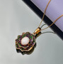 ethiopian opal and multi gem flower pendant necklace in 18k vermeil yellow gold and black rhodium over sterling silver live studio