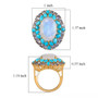 rainbow moonstone and multi gem halo cocktail ring in 18k vermeil yellow gold over sterling silver scale measurements
