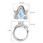 rainbow moonstone and moissanite four ring set in rhodium over sterling silver shown for size comparison
