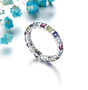 multi gemstone eternity band ring in rhodium over sterling silver shown in a lifestyle photo