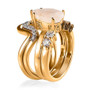 rainbow moonstone and moissanite pear four ring set in 18k vermeil yellow gold over sterling silver side profile
