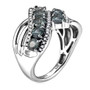 montana sapphire and white zircon bypass crossover rhodium over sterling silver ring side profile