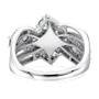 montana sapphire and white zircon bypass crossover ring in rhodium over sterling silver