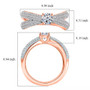 lab grown diamond x cross over solitaire ring in 18k vermeil rose gold scale measurements