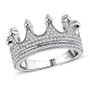 front view of lab grown diamond crown ring in rhodium over sterling silver