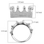 lab grown diamond crown ring in rhodium over sterling silver shown for size comparison