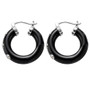 side view of lab diamond in black jade hoop earrings with rhodium over sterling silver