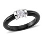 front view of lab diamond solitaire in black jade with rhodium over sterling silver