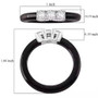 lab grown diamond trilogy ring in black jade with rhodium over sterling silver scale measurements